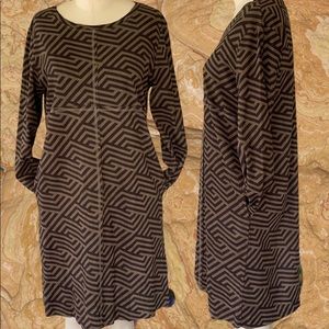 JOH Faux Suede Dress, Brown Stripe Pattern